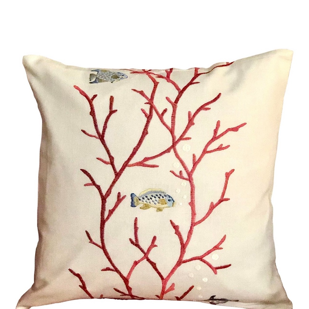 Coral and fish design accent pillow covers